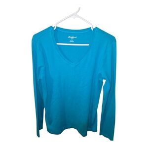 Eddie Bauer Teal Long Sleeve V-Neck Top
